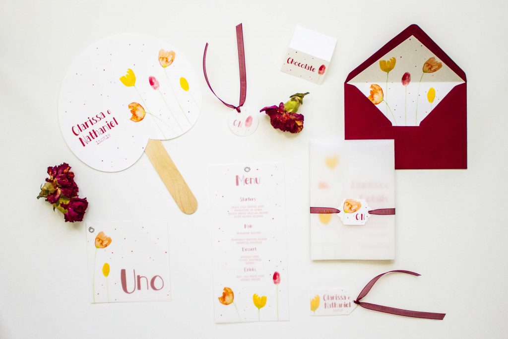 Partecipazioni di matrimonio con tulipani