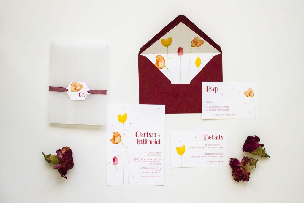 Partecipazioni di matrimonio con tulipani