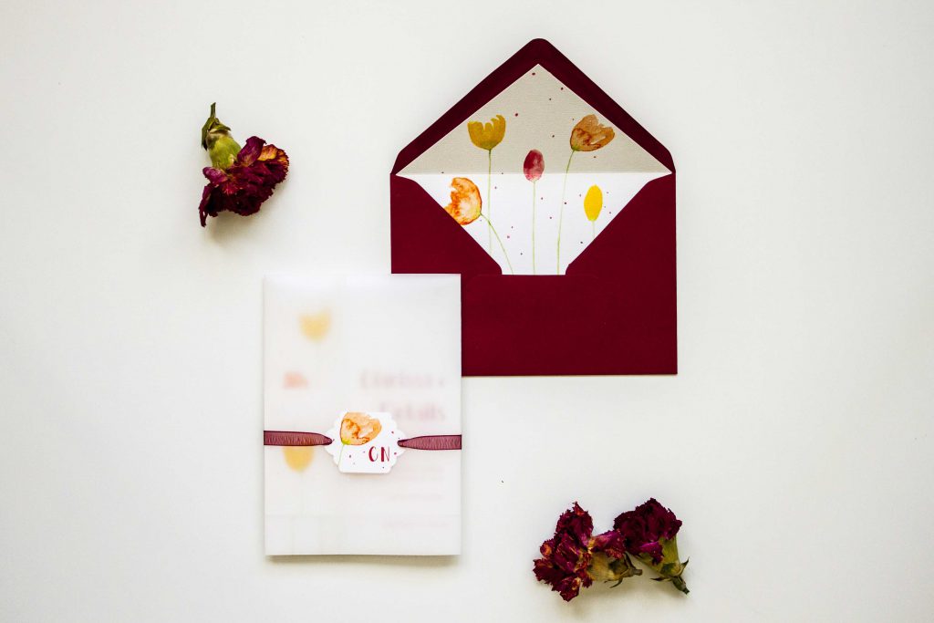 Partecipazioni di matrimonio con tulipani